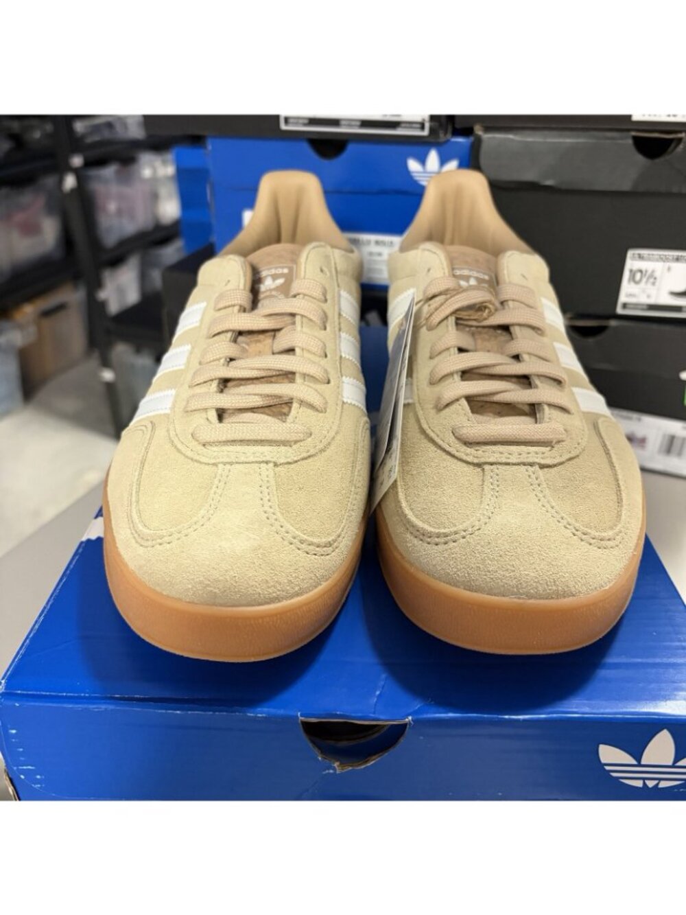 Size 11- Adidas Gazelle Indoor Men Magic Beige Core White Gum - HQ5154 - Picture 2 of 6
